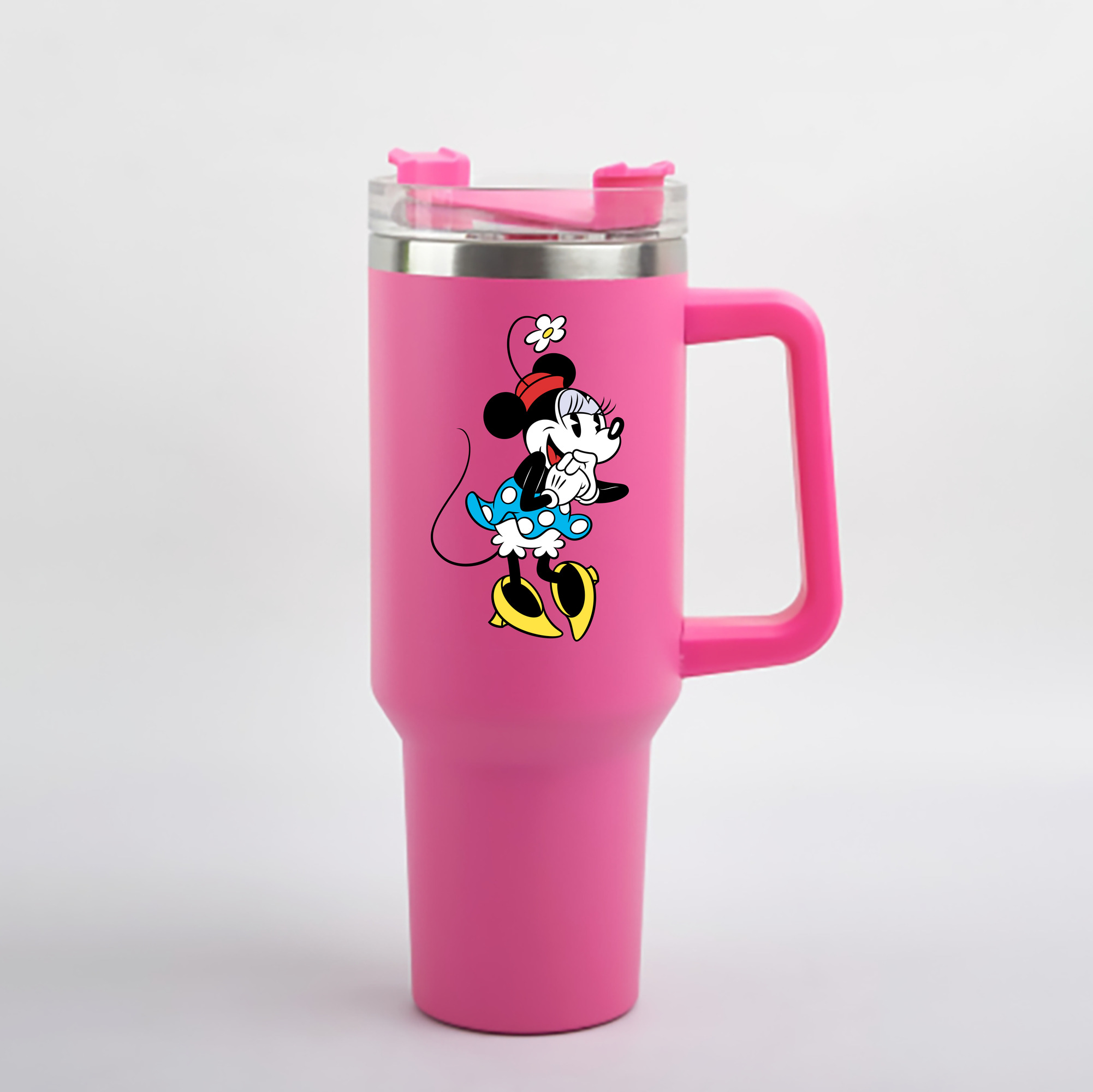 （画像用） ミッキーマウス Mickey Mouse 1200mL車用タンブラー - クリスタルステッカー（プラスチックストロー付き）
